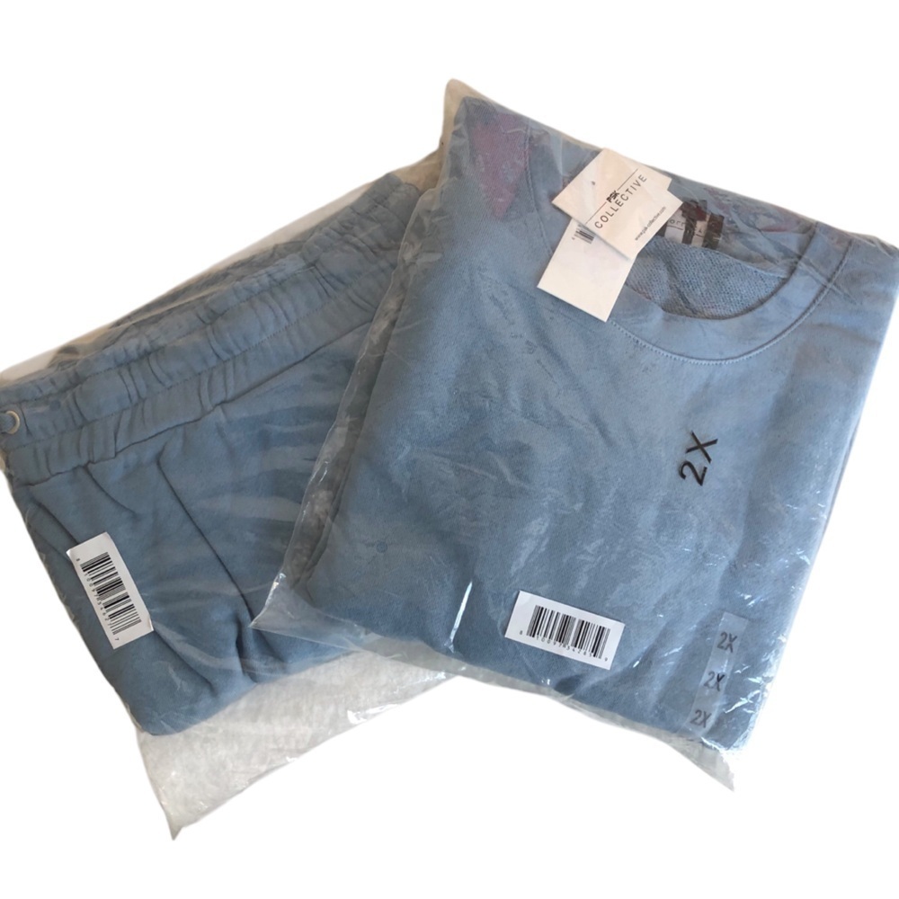 PSK Collective Womens 2X Blue Loungewear Set Sweatpants And Sweatshirt